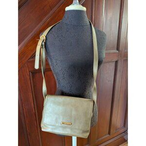 Nine West Beige Gold Faux Leather Crossbody Bag With Adjustable Strap New